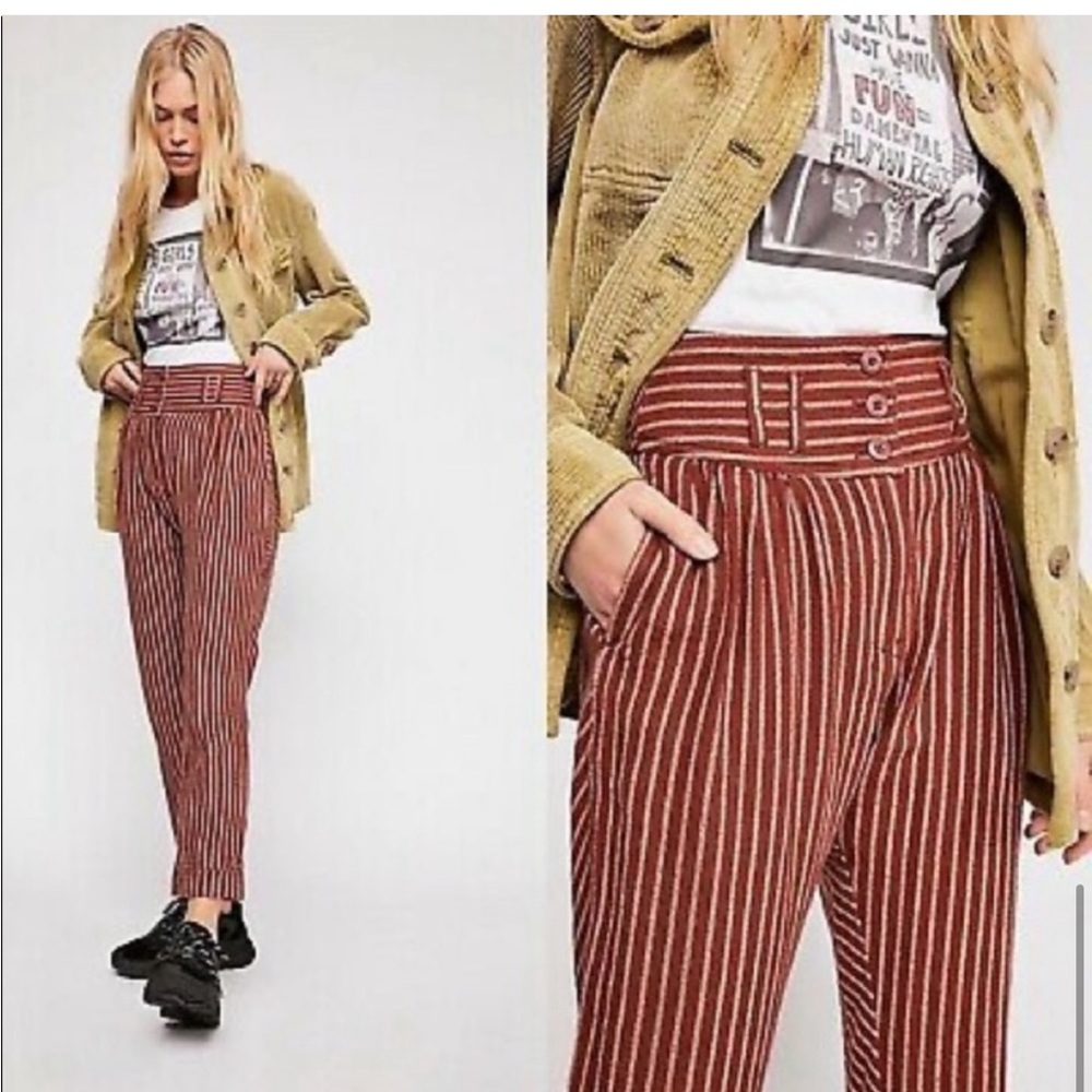 Free People Striped Red Pants